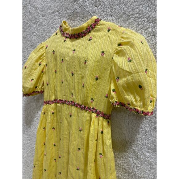 Vintage style Yellow Cottagecore Prairie Maxi no sz tag Bridgerton Girlycore - Picture 9 of 10